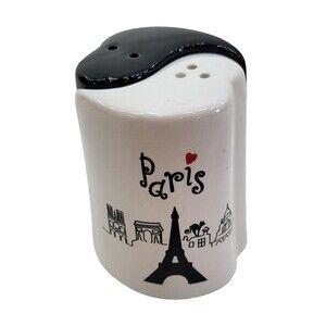 Vintage Paris France Yin Yang Salt Pepper Shakers Ceramic Eiffel Tower